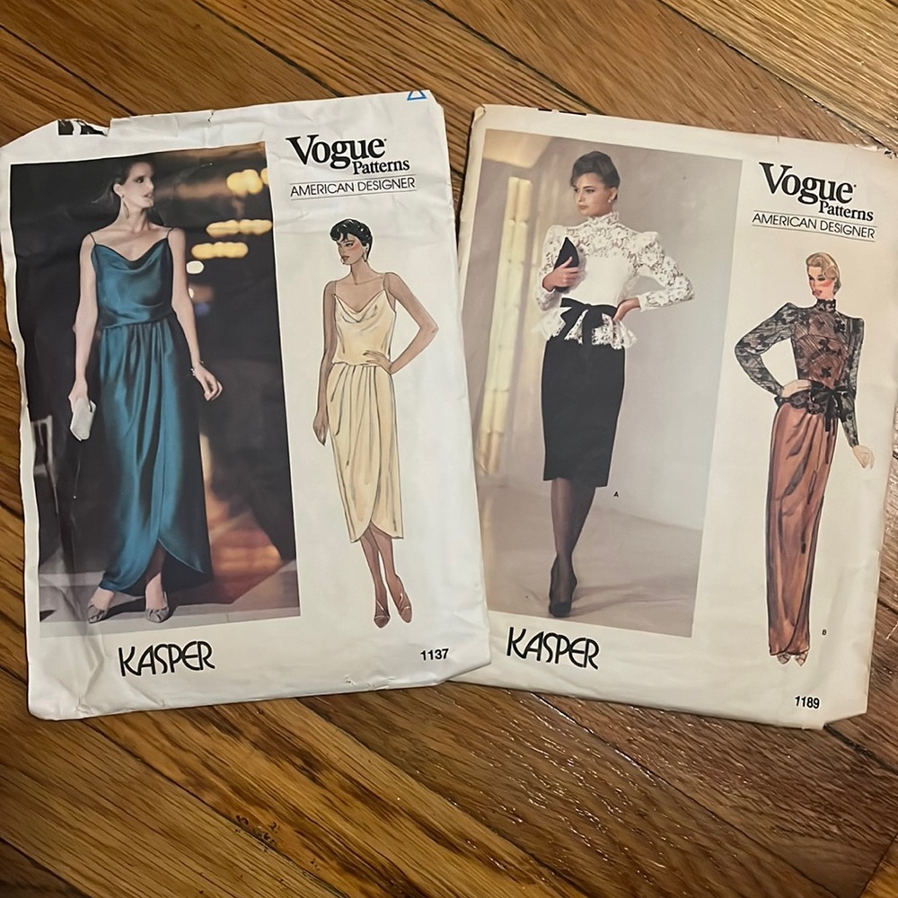 Vintage 90s Vogue American Designer Kasper Drape Dress & Top Patterns